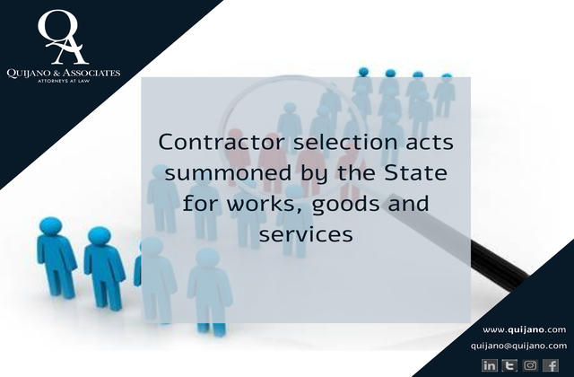 Contractor selection acts summoned by the State for works, goods and services